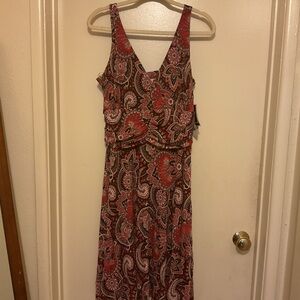 R&K Red Paisley V-Neck Sleeveless Maxi Dress